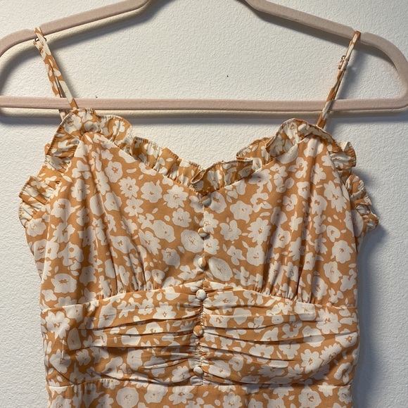 Lulu’s x Lush Timeless Touch Peach Floral Print A-Line Midi Dress - Picture 4 of 5